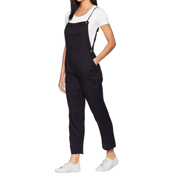 black tie strap overalls